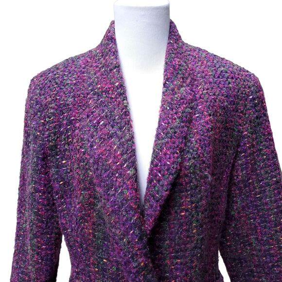 Vintage Austin Reed Purple Boucle Tweed Wool Flecked Cropped Blazer Jacket Sz 10 - Picture 2 of 16